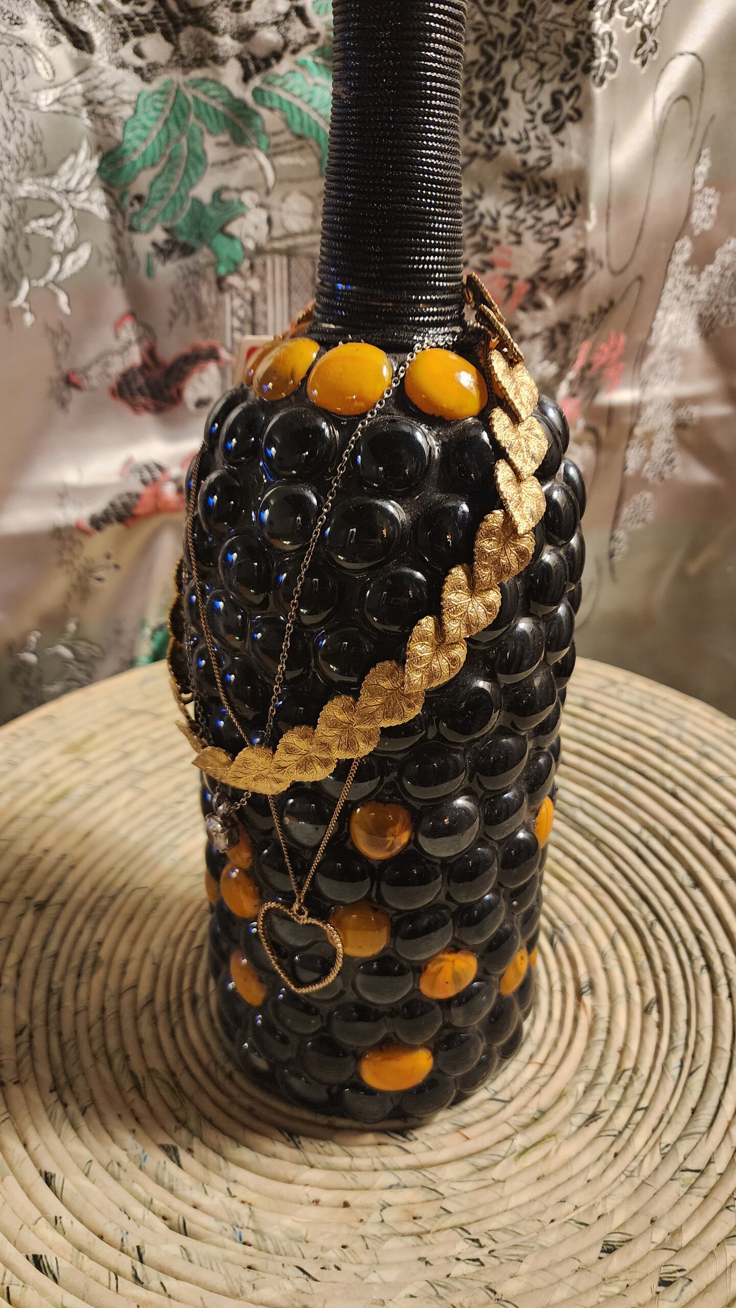 Repurposed Upcycled Artful Mosaic Wine Bottles and Vases