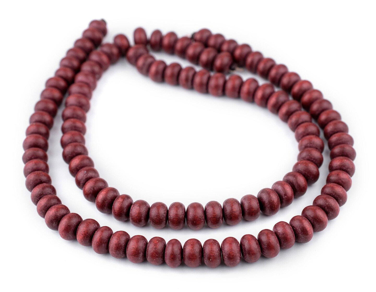 TheBeadChest Cherry Red Abacus Natural Wood Beads (8x12mm): Organic Eco-Friendly Wooden Bead Strand for DIY Jewelry, Crafts, Necklace and Bracelet Making