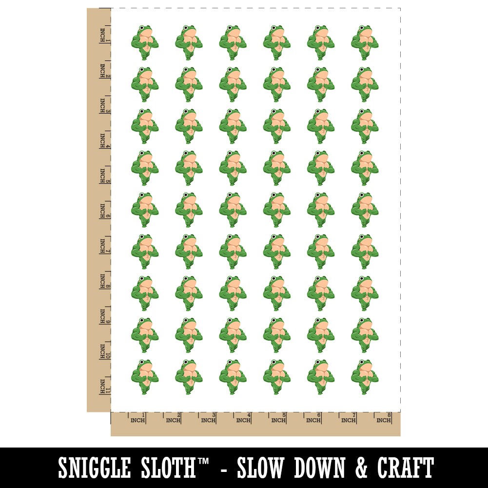 Pocket Frog Buff Muscles Funny Temporary Tattoo Water Resistant Fake Body Art Set Collection (1 Sheet)
