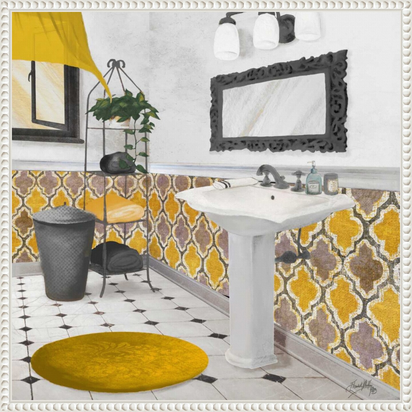 Sundance Bath I Yellow by Elizabeth Medley 22-in. W x 22-in. H. Canvas ...