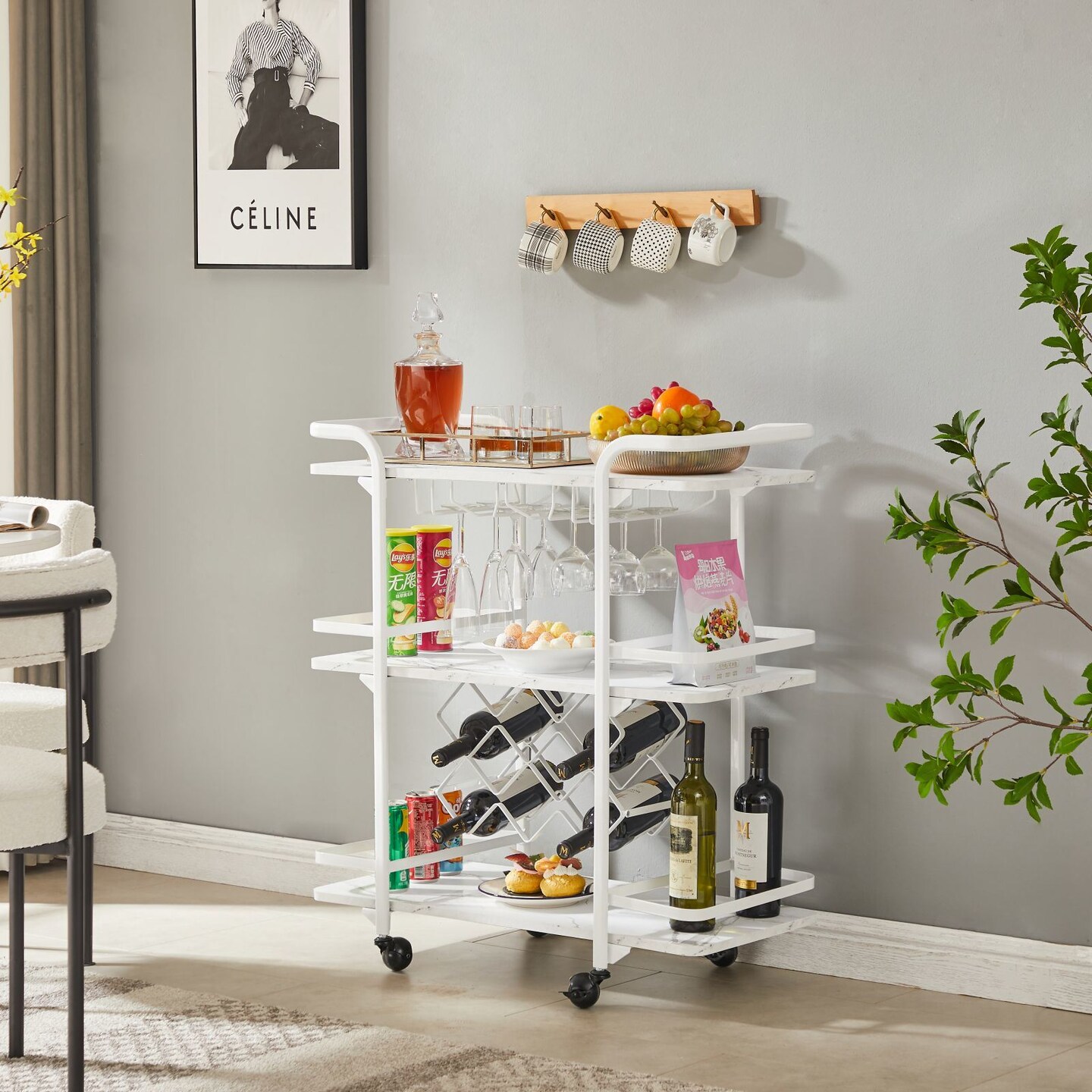 Drinks Trolley Cart with Rolling Wheels Hotel Serving Cart with Wine ...