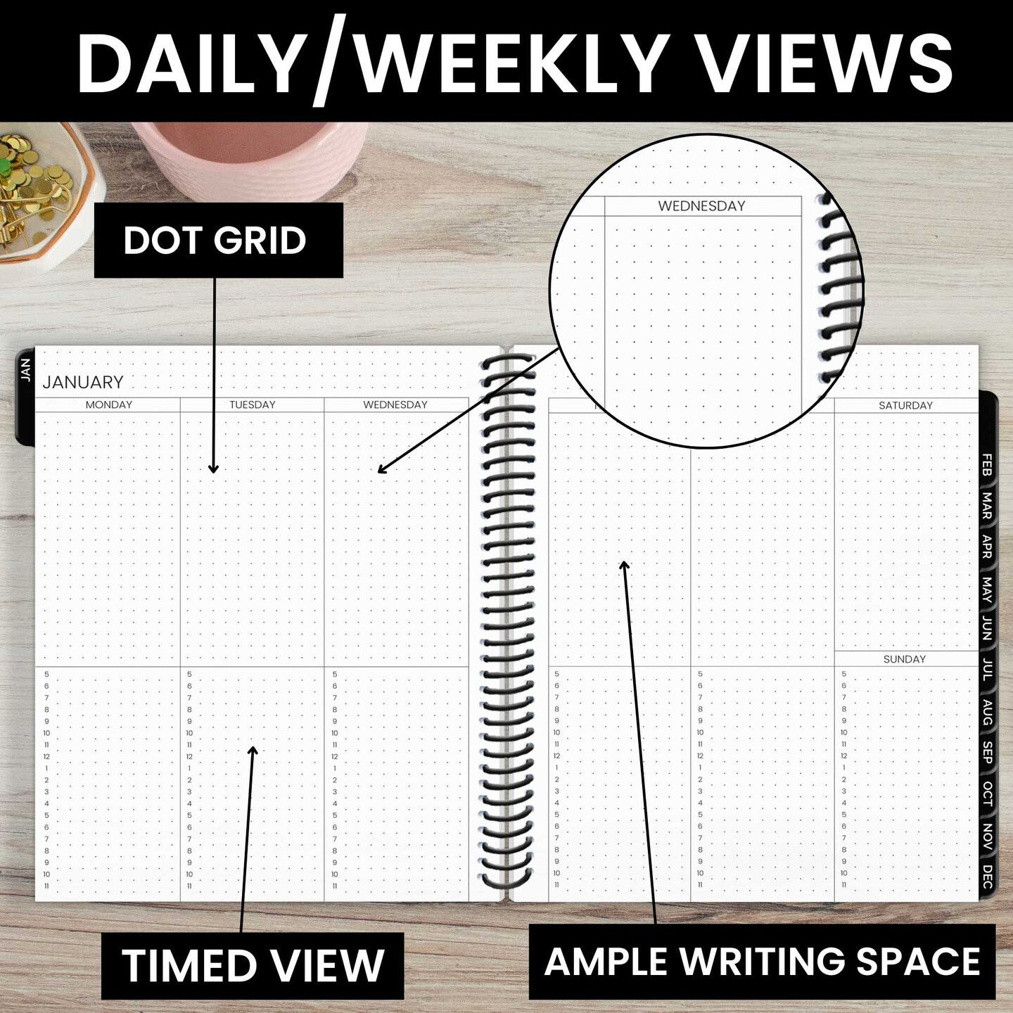 bloom daily planners Undated Dot Journaling Planner &#x26; Calendar, Dots