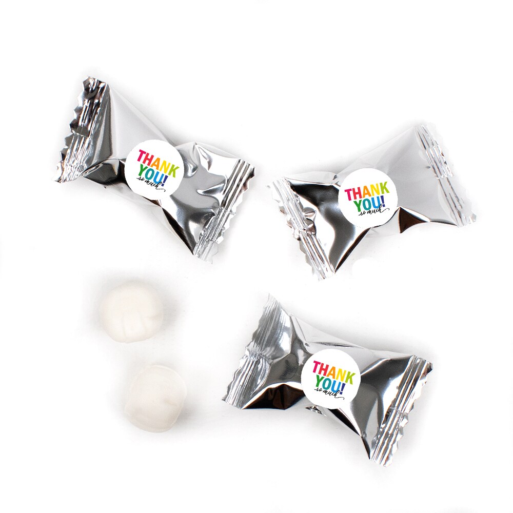 Thank You Candy Mints Party Favors Silver Individually Wrapped Buttermints - 55 Pcs