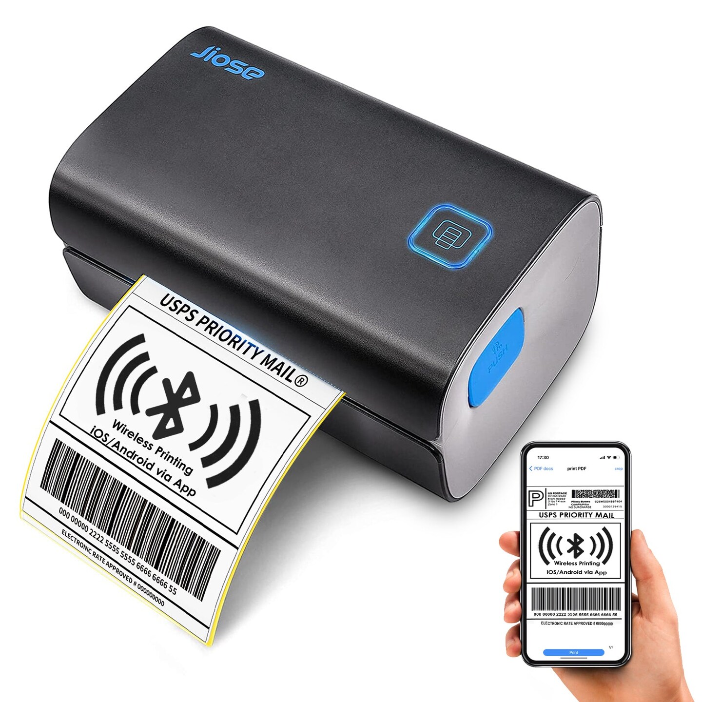 Wireless Thermal Label Printer Jiose 162mm/s High-Speed 4x6 Shipping Label Printer