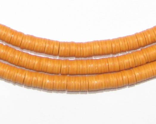 African Vinyl Beads, Ghana Vulcanite Crafts Supplies for DIY Jewelry Making, Necklaces, Bracelets (4mm, Orange)