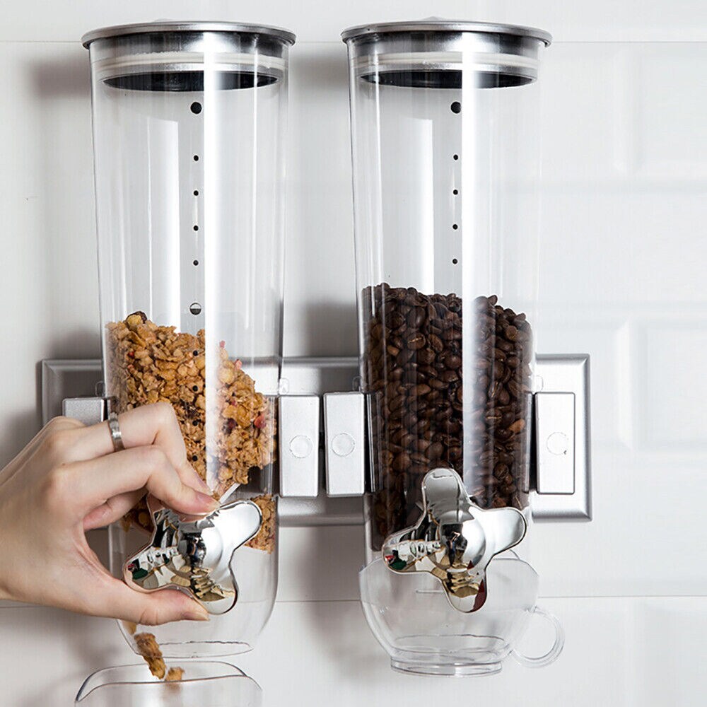 Kitcheniva 2 Pack 3L Wall Mounted Cereal Dry Food Dispenser Container