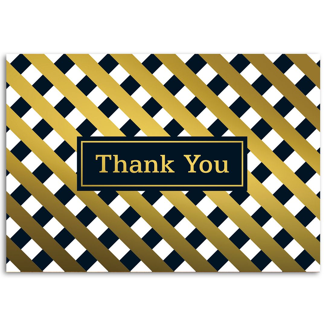Great Papers! Thank You Note Cards with White Envelope, Lattice with Gold Foil, 4.75" x 3.375"(folded), 50 count