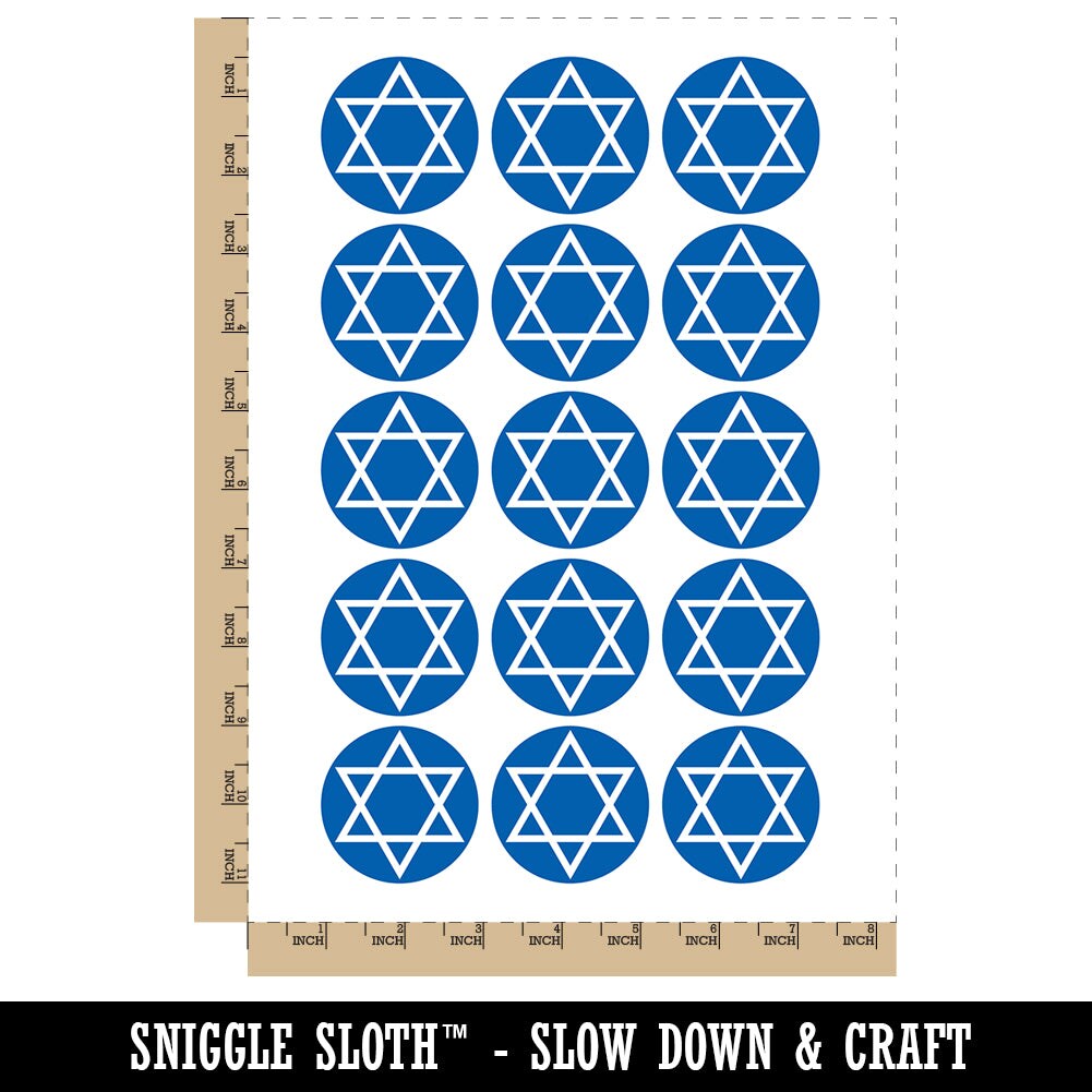 Star of David Jewish Temporary Tattoo Water Resistant Fake Body Art Set Collection (1 Sheet)