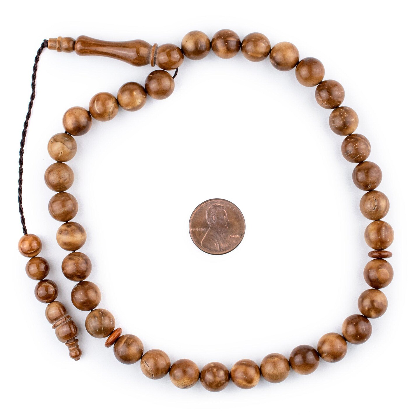 33  Brown Round Wooden Arabian Prayer Beads (10mm), Islamic Tasbih, Ramadan Gift, Quality Middle Eastern Beads - The Bead Chest