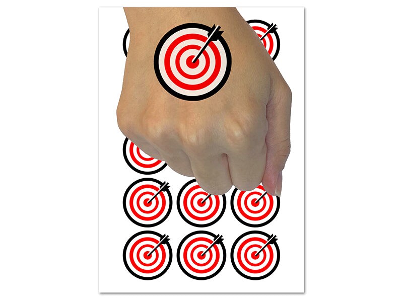 Archery Target Bullseye with Arrow Temporary Tattoo Water Resistant Fake Body Art Set Collection (1 Sheet)