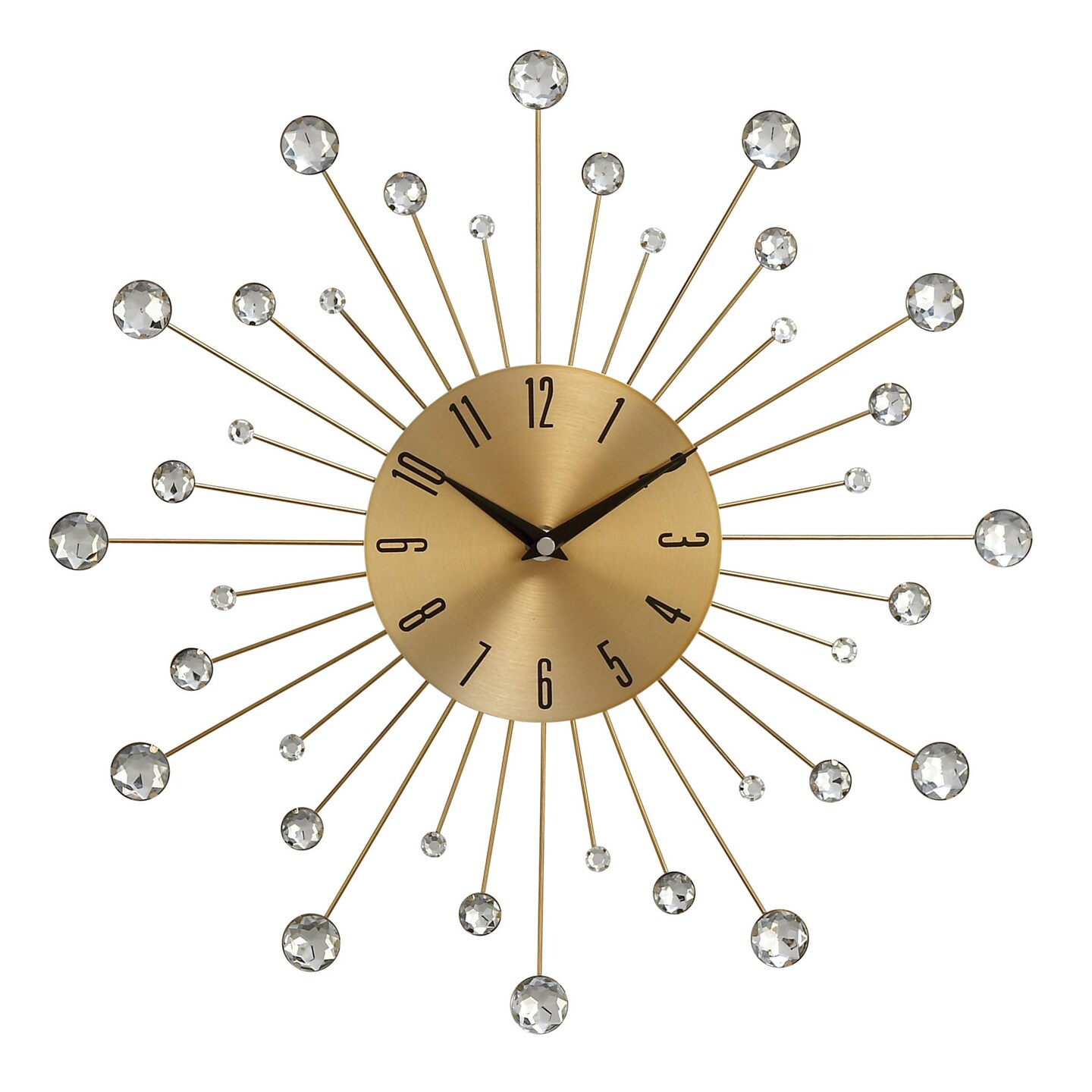 Gold Metal Glam Wall Clock, 15&#x22; x 0.5&#x22; x 15&#x22;, Starburst Design