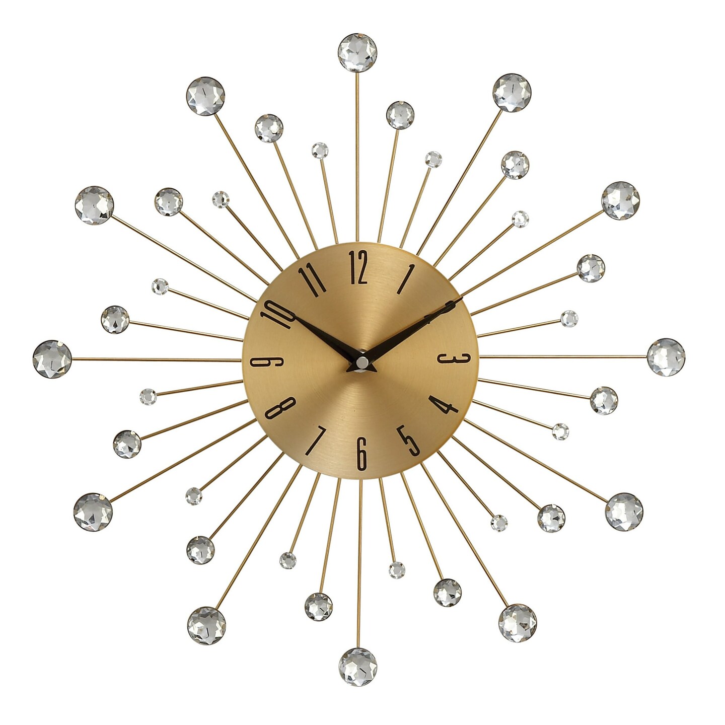 Gold Metal Glam Wall Clock, 15" x 0.5" x 15", Starburst Design