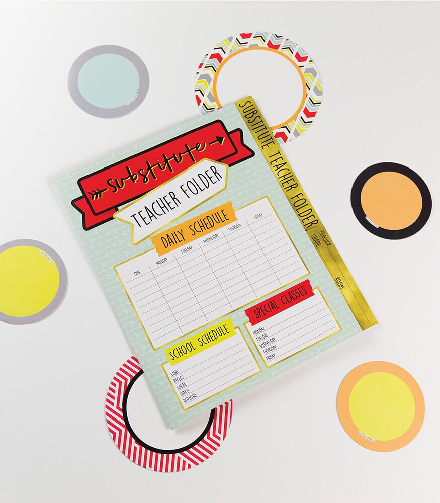 Carson Dellosa Substitute Teacher Folder, Schedules, Routines, Procedures, Classroom Management, Contact Information, and More, Desk Organizer School Supplies