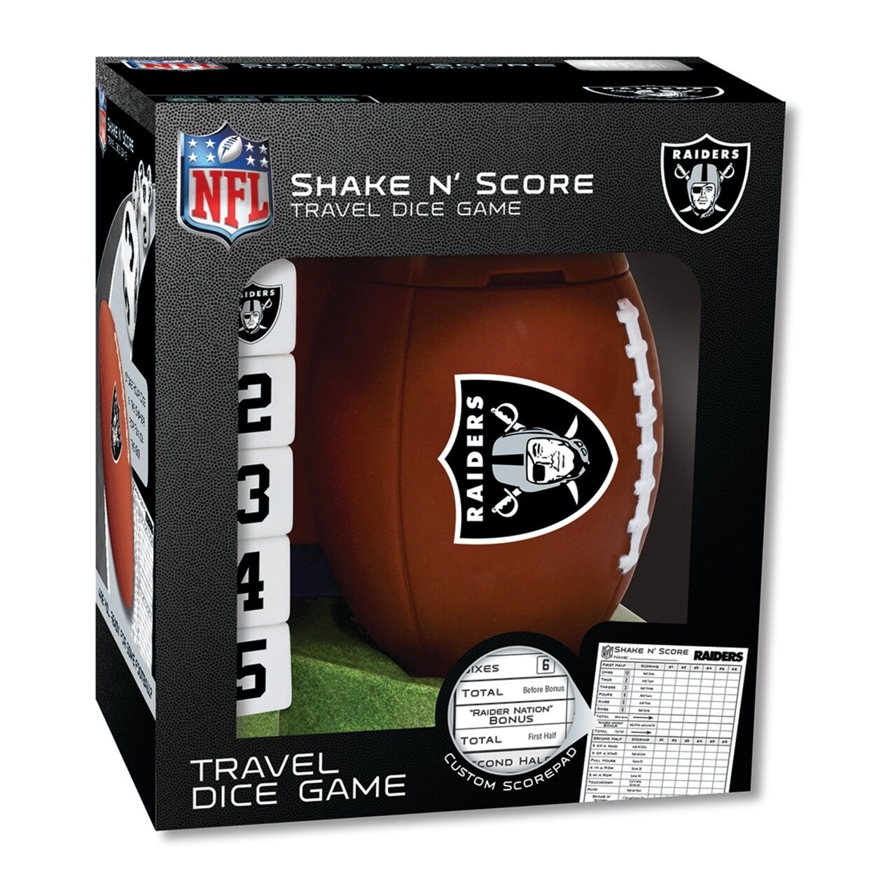 Las Vegas Raiders Shake N Score Dice Game Official Nfl Travel Game Collectible