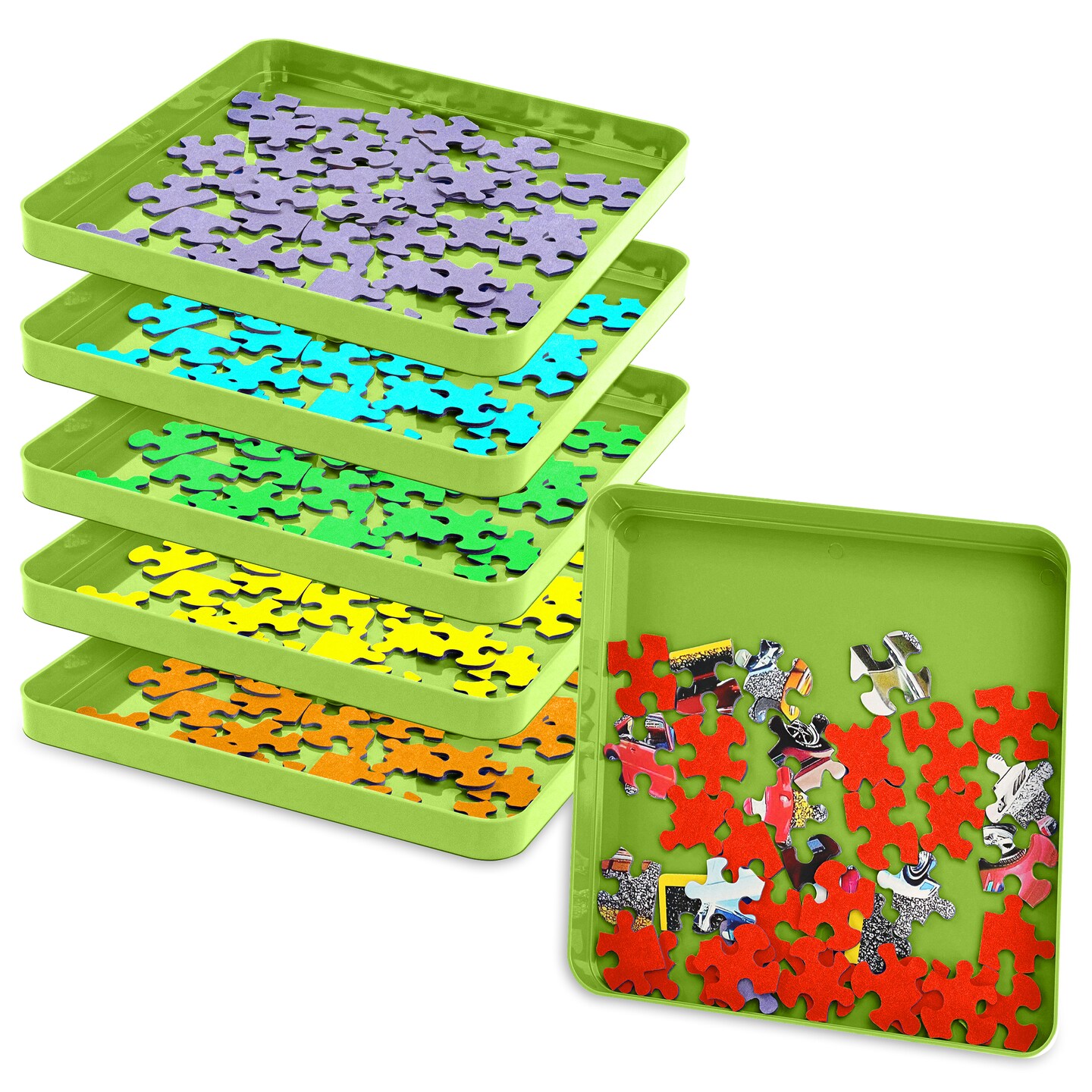 Jigitz Jigsaw Puzzle Sorter Trays - 6PK Plastic Puzzle Organizer Trays