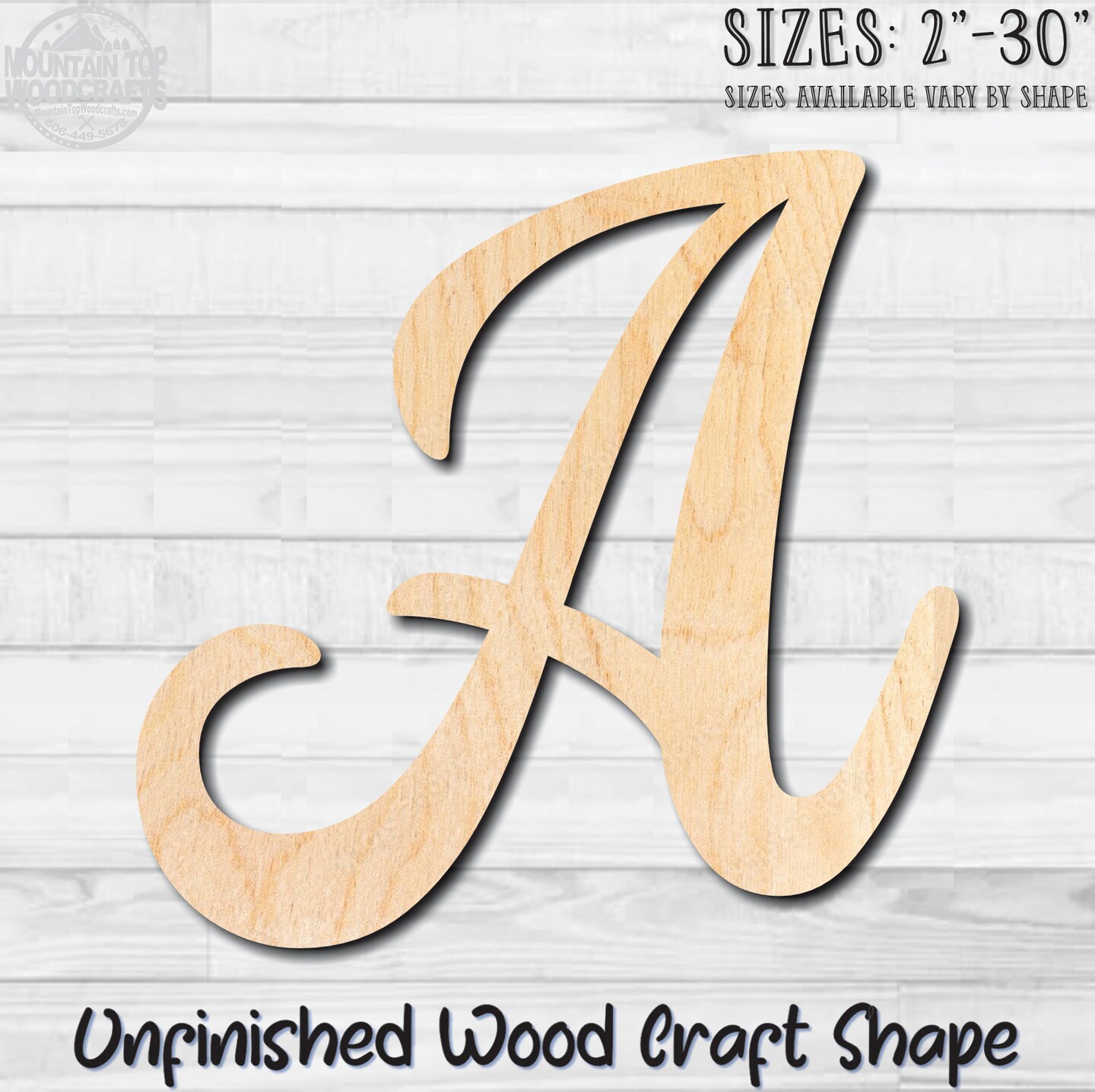 Script Letter A Fancy Unfinished Wood Shape Blank Laser Engraved Cutout ...