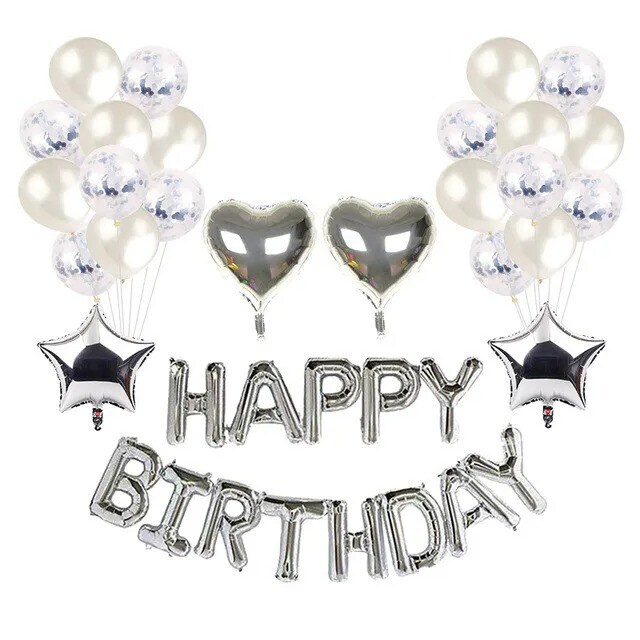 Hot Happy Birthday Decoration Multiple Color Banner Balloons Set Party Supplies