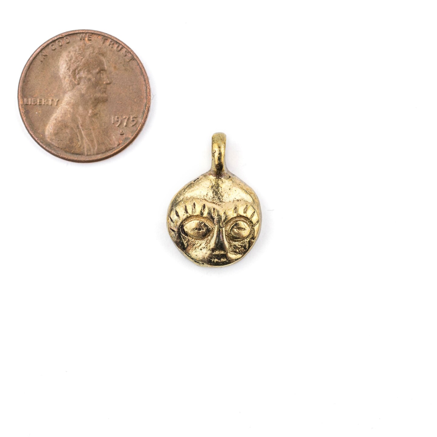 TheBeadChest African Brass Mask Charm Pendant (19x14mm): Genuine West African Mask Design for DIY Jewelry &#x26; Necklaces