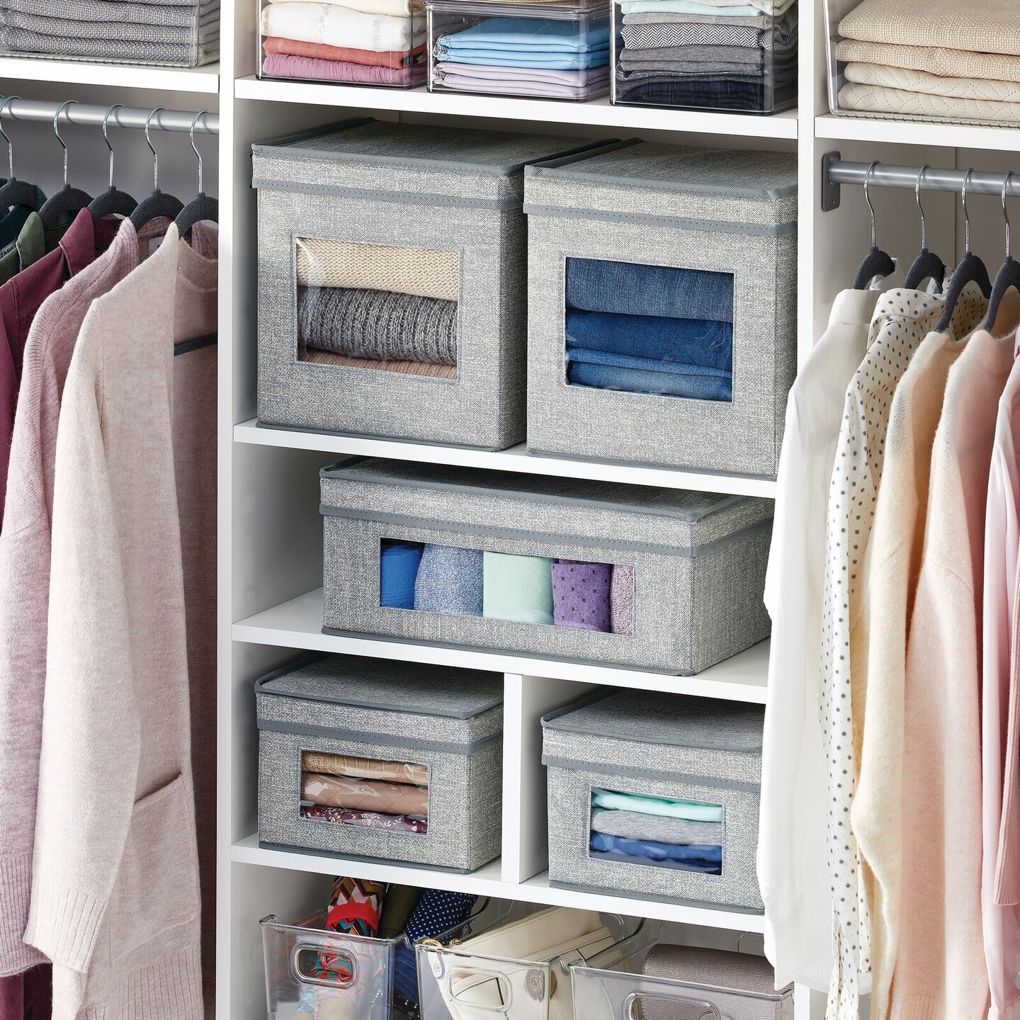 mDesign Fabric Stackable Cube Storage Organizer Box