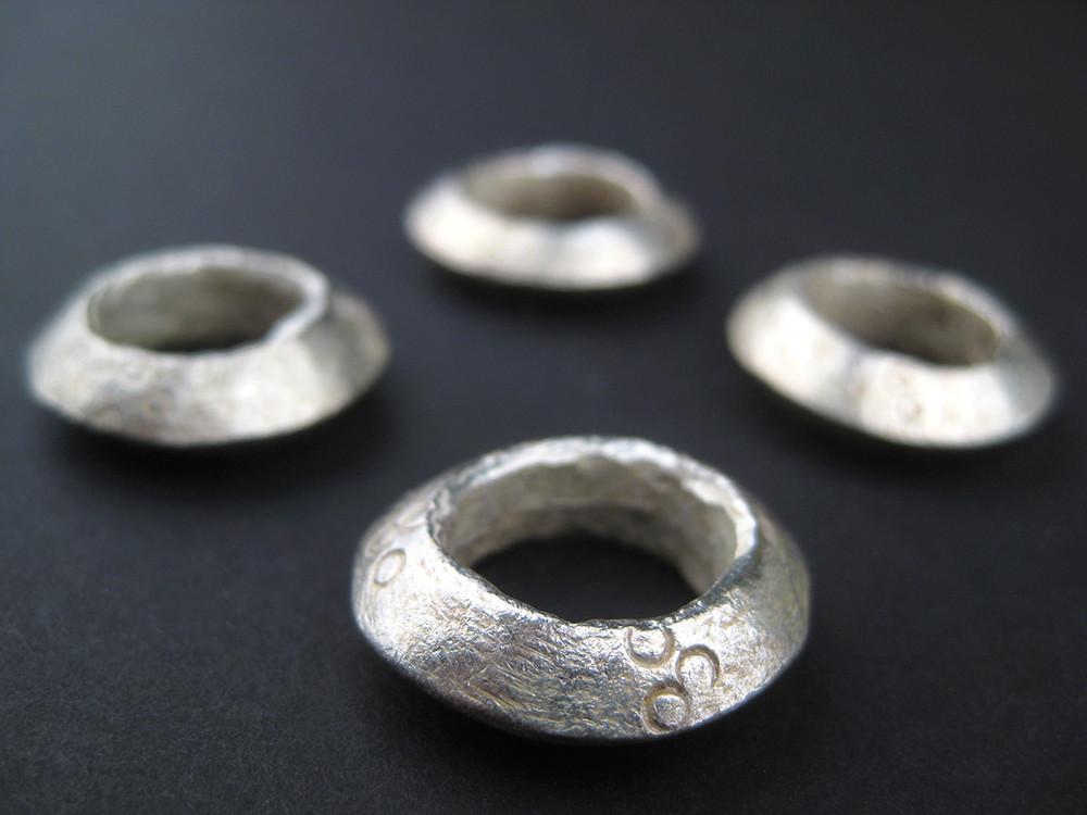 TheBeadChest Silver Ethiopian Wollo Rings (18mm) (Set of 4): Genuine Ethiopian Metal Ring Beads for DIY Jewelry