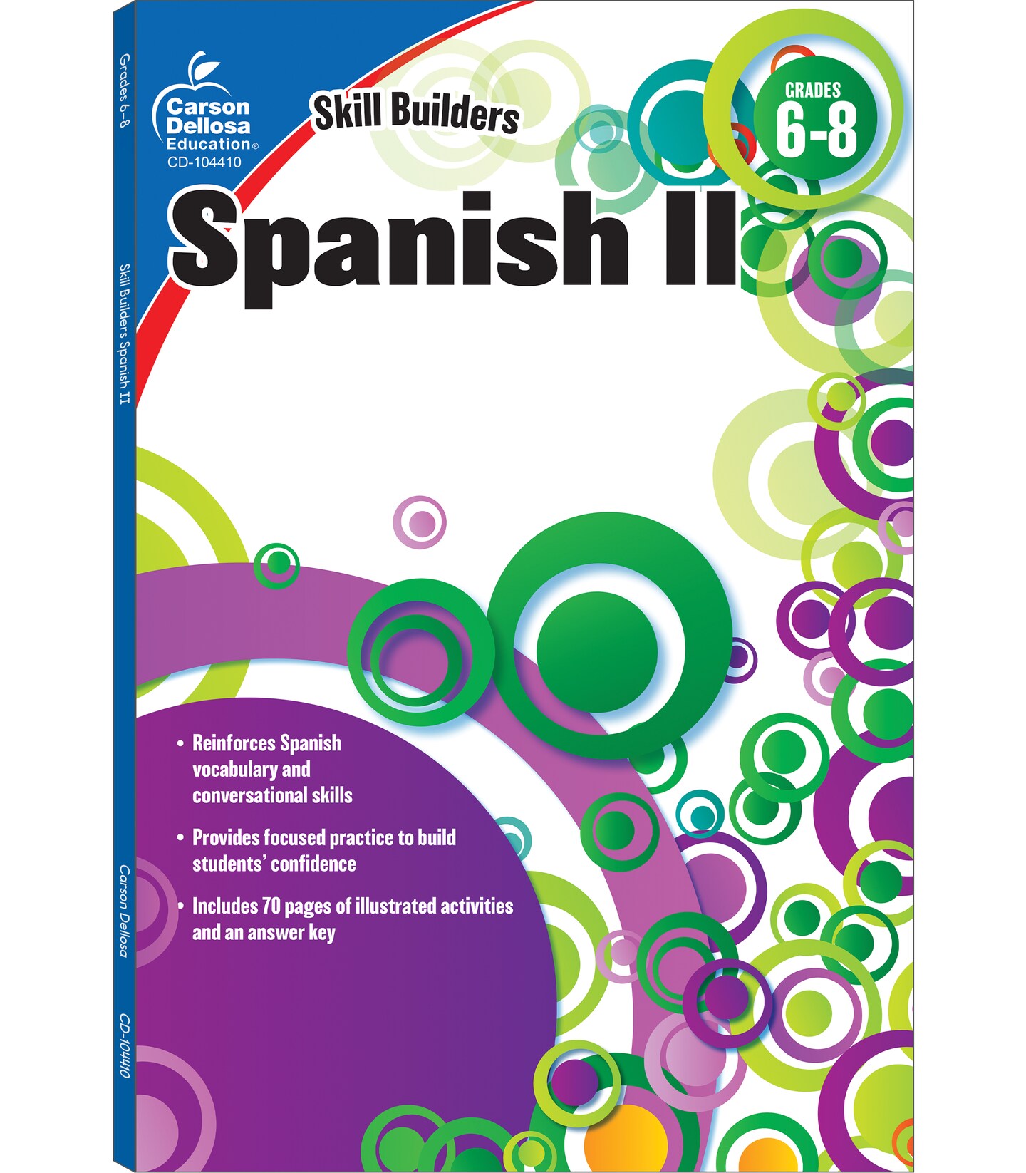 Carson Dellosa Skill Builders Level 2 Spanish Workbook for Kids Grades 6-8, Spanish Vocabulary Builder for Kids Ages 11-14, 6th&#x2013; 8th Grade Spanish Workbook, Learn Spanish Parts of Speech, Time &#x26; More