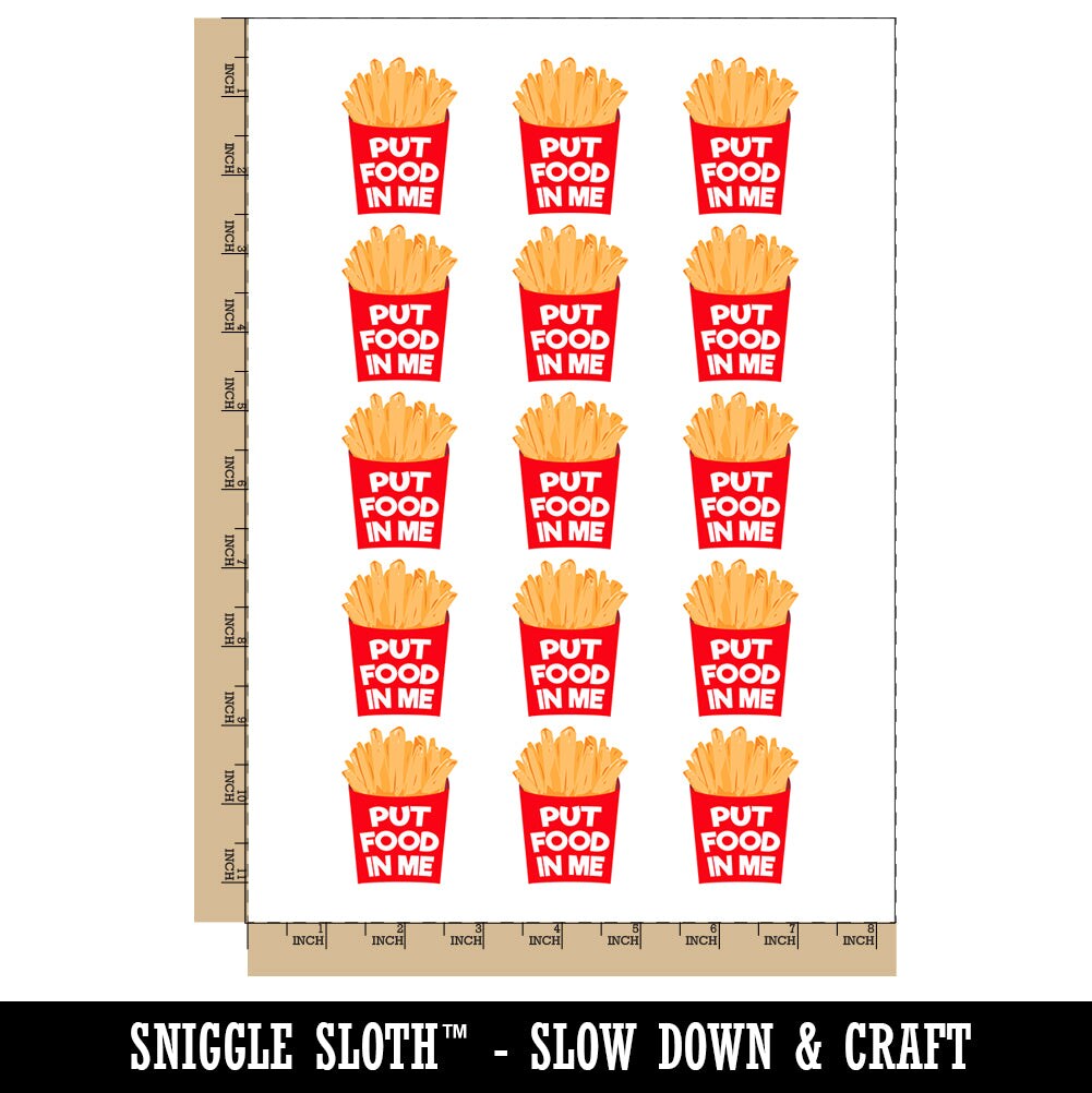 Put Food In Me French Fries Temporary Tattoo Water Resistant Fake Body Art Set Collection (1 Sheet)