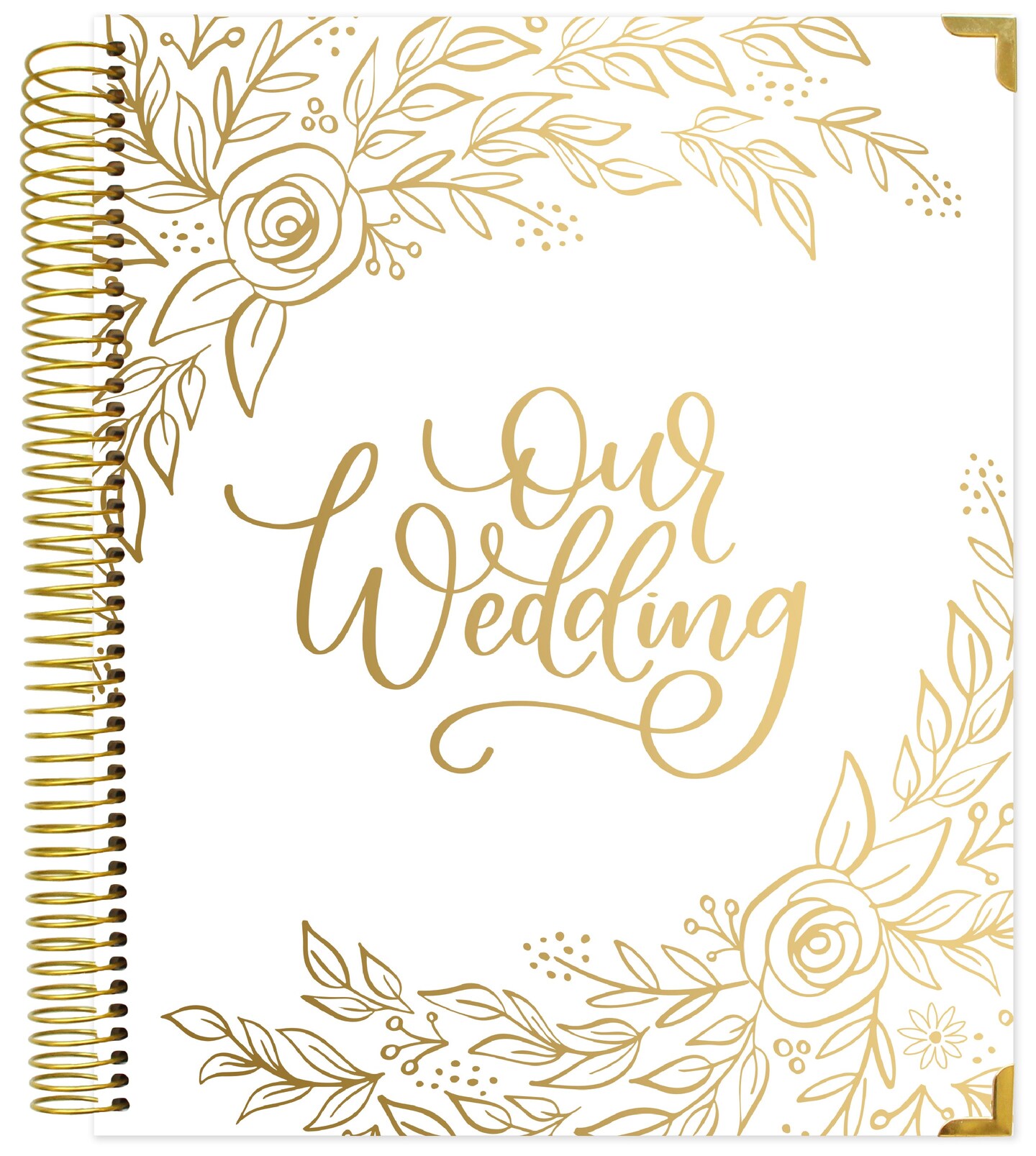 bloom daily planners Wedding Planner &#x26; Calendar, 9&#x22; x 11&#x22;, Gold Floral