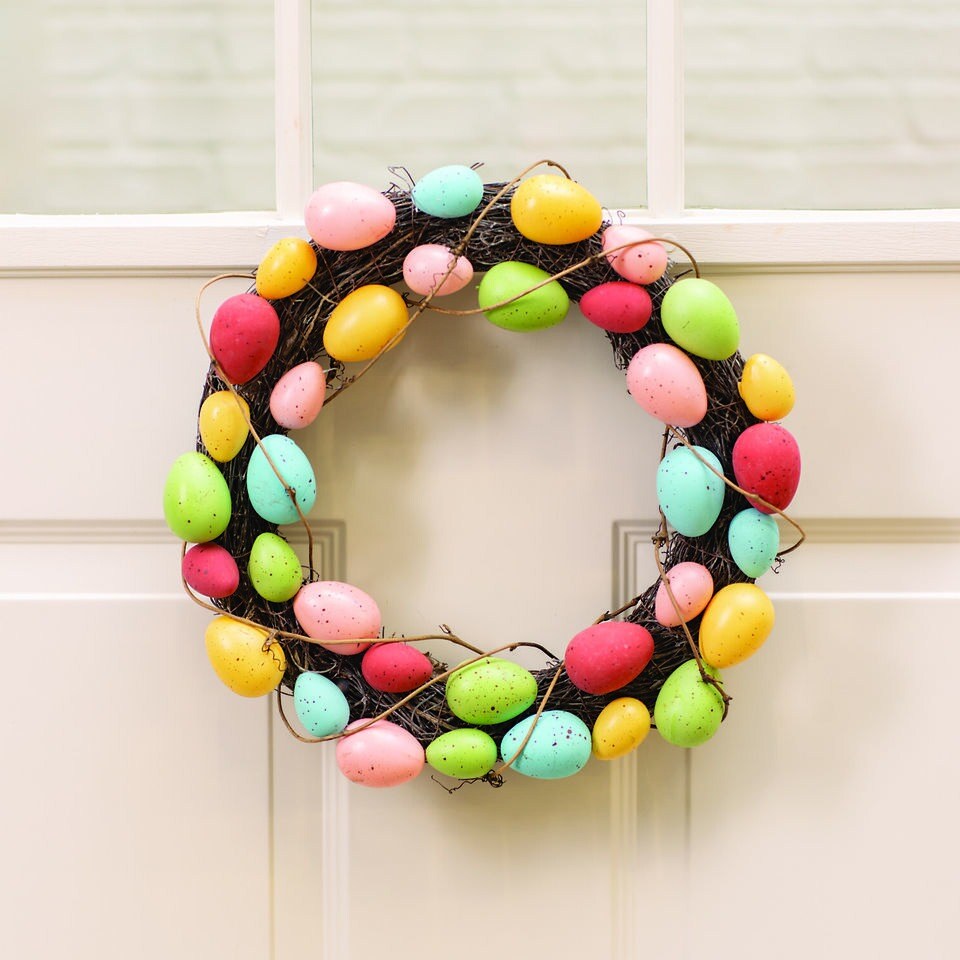 Colorful Easter Egg Wreath, Home Decor, Spring, 1 Piece