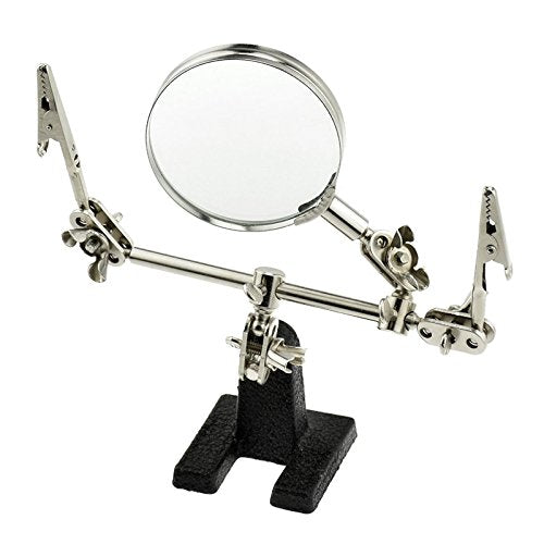 Third Hand Holder with 3X Magnifier Helping Hand Dual Alligator Clips