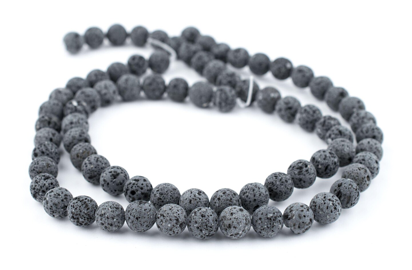 TheBeadChest Grey Volcanic Lava Beads (10mm): Organic Gemstone Round Spherical Energy Stone Healing Power Crystal for Jewelry Bracelet Mala Necklace Making
