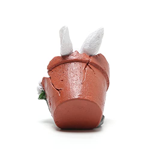 2 Pieces Easter Bunny Decorations Spring Home Decor Bunny Figurines(Spring Flower jar White Rabbit)
