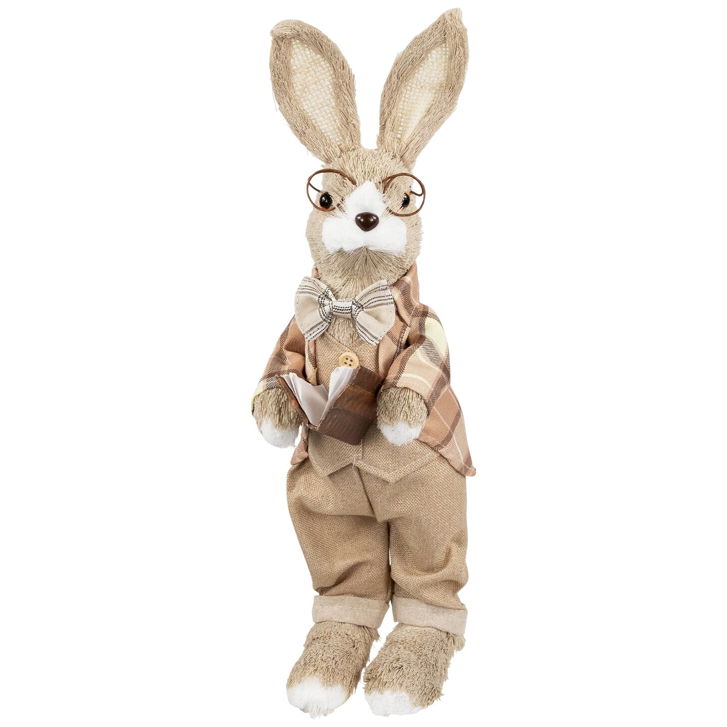 Northlight Rustic Boy Rabbit Easter Figure with Book - 16.25&#x22; - Beige