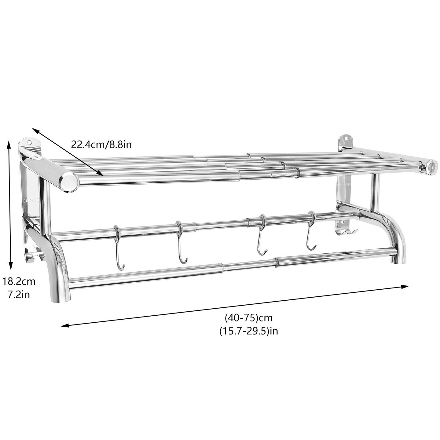 Kitcheniva 2-Tier Wall Mounted Bathroom Towel Rack Shelf