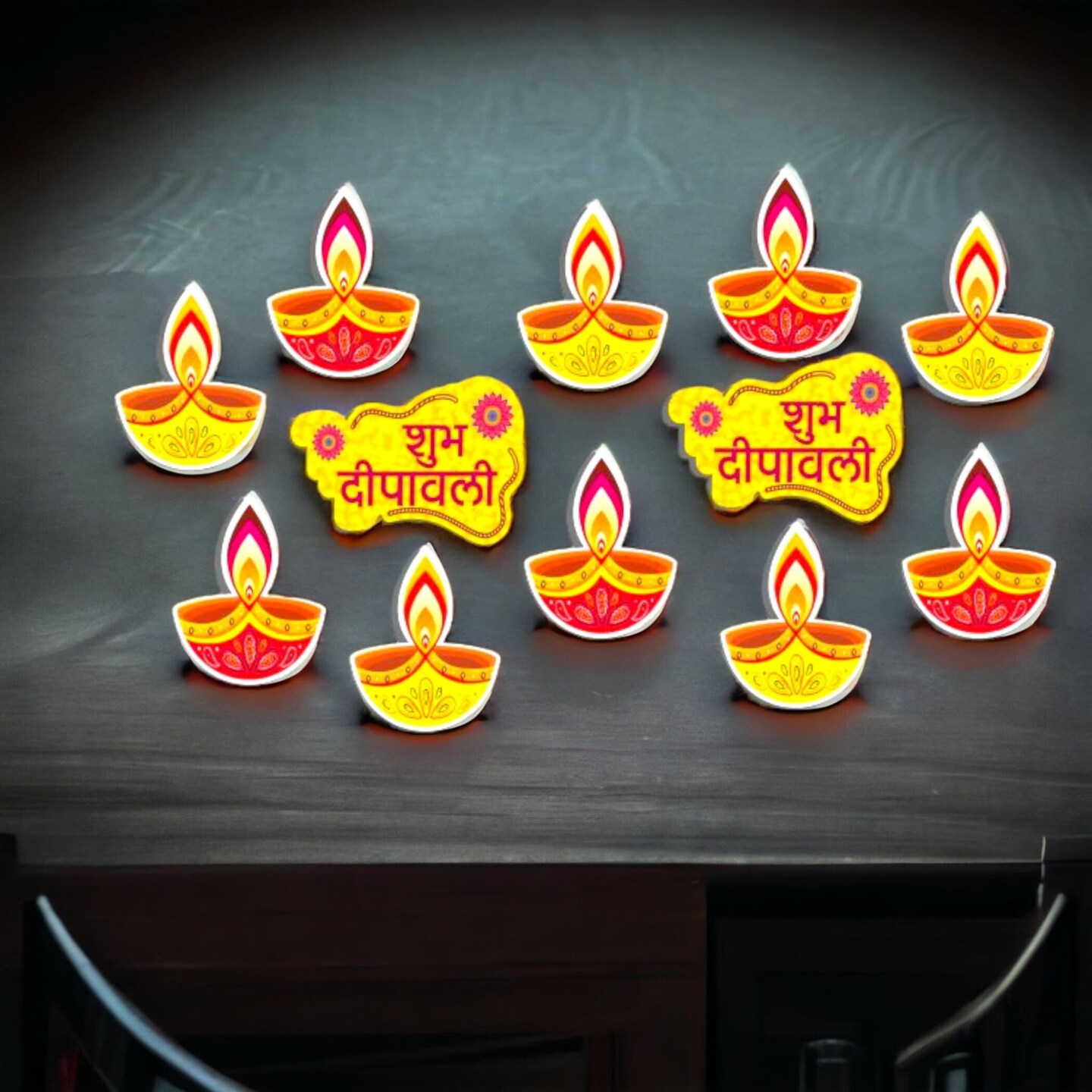 16pcs Diy Diwali Wall Decor, Diwali Paper Cutouts, Diwali Wall Decoration, Diwali Home Decor, Diwali Backdrop, Diwali Diya, Shubh Diwali