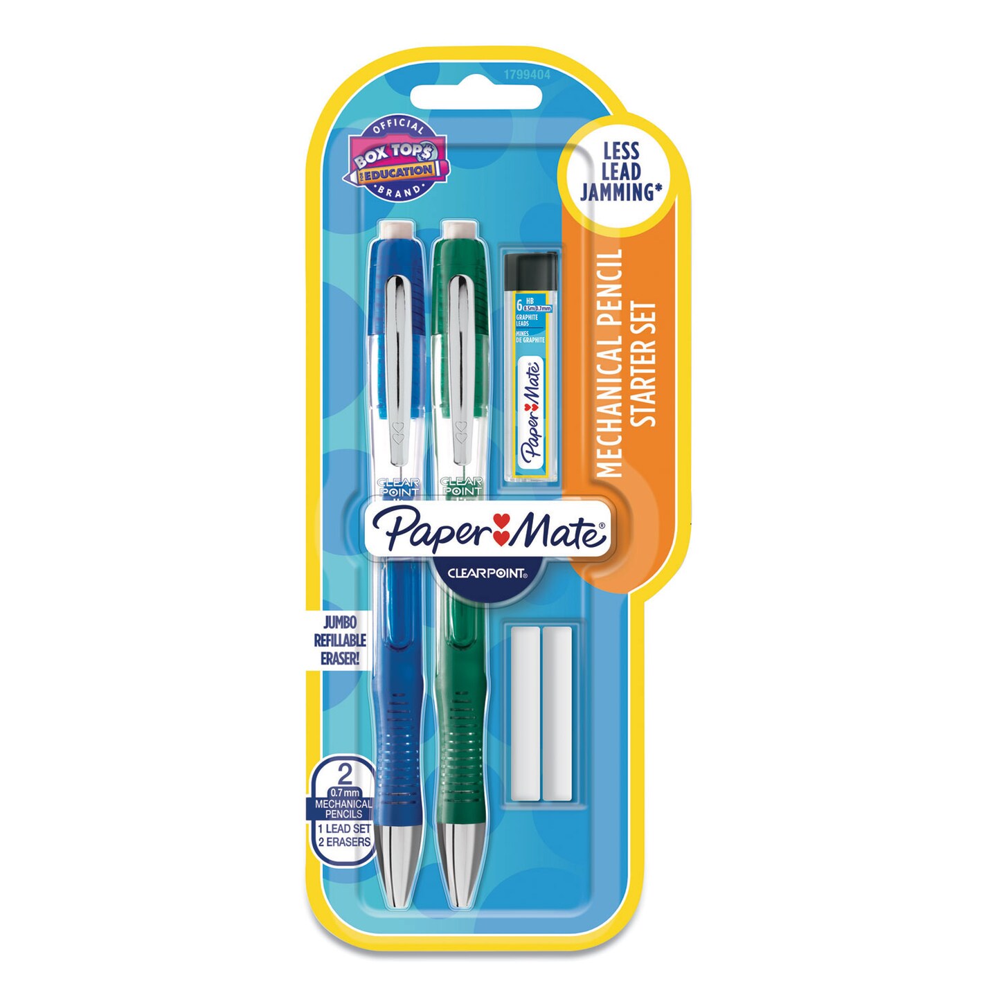 Papermate Clearpoint Elite Mechanical Pencils, 0.7 mm, HB (#2), Black Lead, Blue and Green Barrels, 2/Pack