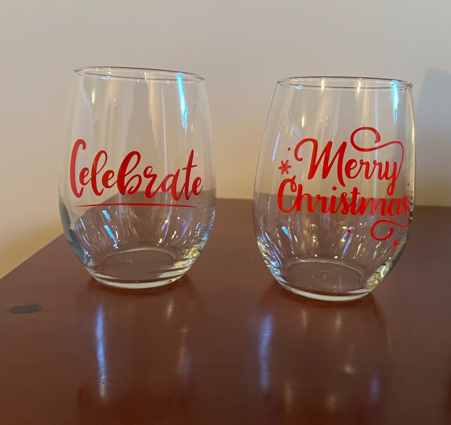 Wine Glasses, Decorated Wine Glasses, Celebrate and Merry Christmas Glasses,  Holiday Gift, Christmas Gift, Wine Tumblers, Glass Tumblers | MakerPlace by  Michaels