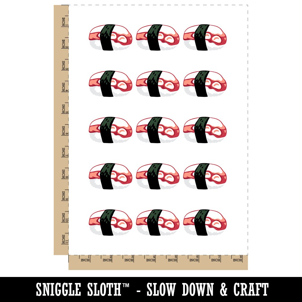 Octopus Tako Nigiri Sushi Sashimi Temporary Tattoo Water Resistant Fake Body Art Set Collection (1 Sheet)