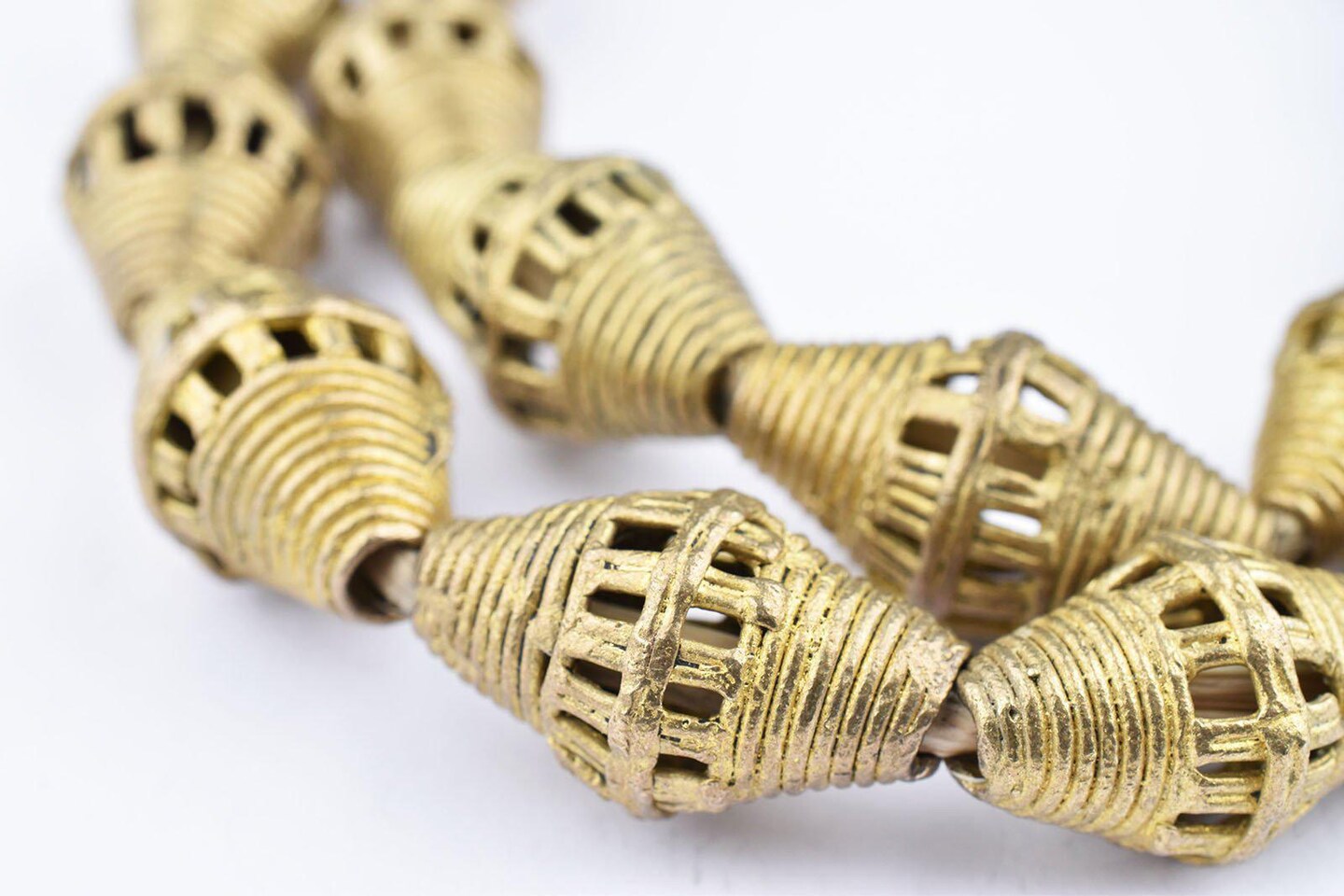 TheBeadChest Striated Brass Filigree Beads (25x14mm)