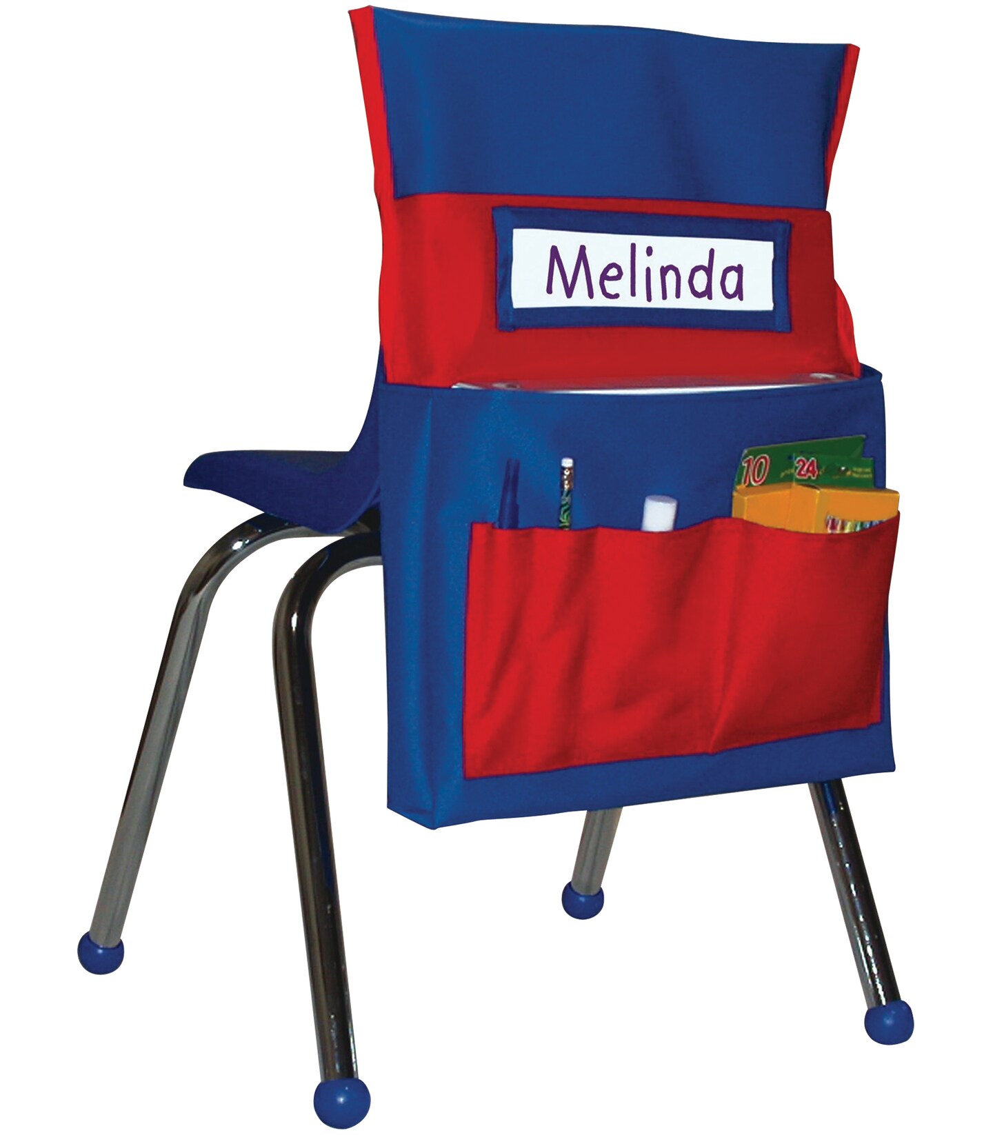 Carson Dellosa 15&#x22; W x 19&#x22; H Canvas Chairback Buddy Pocket Chart, Classroom Chair Organizer, Classroom Chair Storage with 6 Chair Pockets and Student Name Tag, Seat Storage Organizer