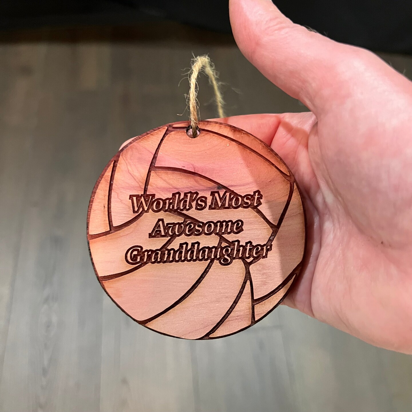 Volleyball Worlds most awesome Granddaughter - Cedar Ornament Volleyball Worlds most awesome Granddaughter - Cedar Ornament