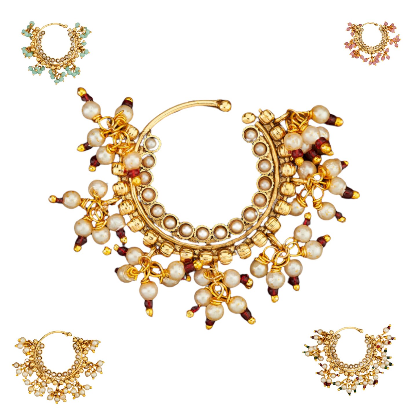 Antique traditional nose ring 14423 — vrddhi fashion jewellery