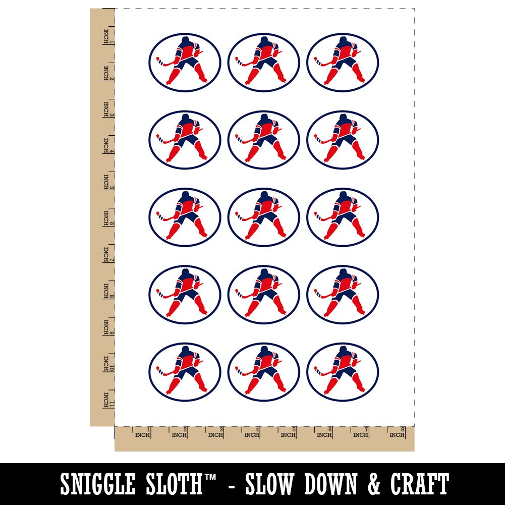 Hockey Player Holding Hockey Stick Temporary Tattoo Water Resistant Fake Body Art Set Collection (1 Sheet)