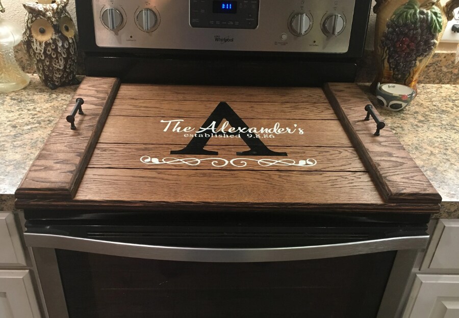 Stove Top Cover, Personalized fashion Stove Top Cover, Breakfast Tray, Kitchen Decor, Farmhouse decor, Ottoman Tray --24702-TRAY-051