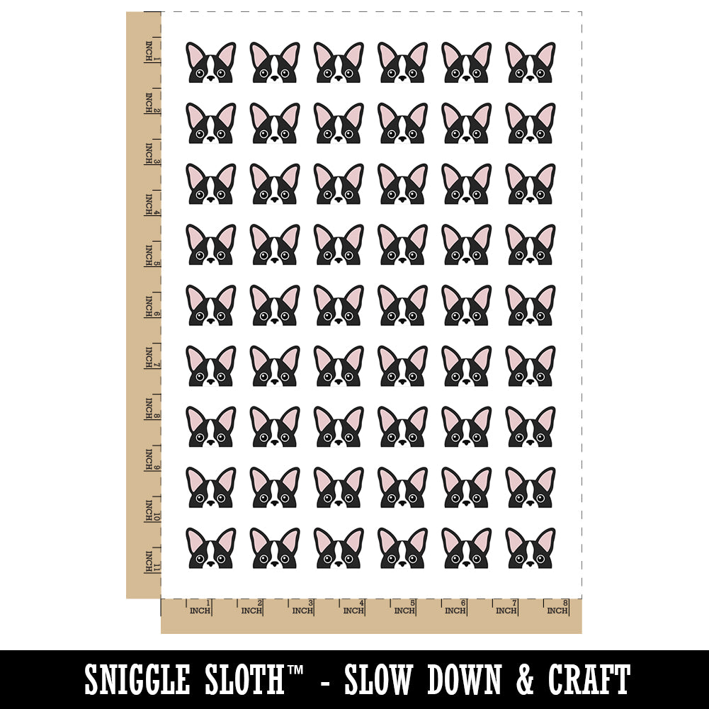 Peeking Boston Terrier Dog Temporary Tattoo Water Resistant Fake Body Art Set Collection (1 Sheet)