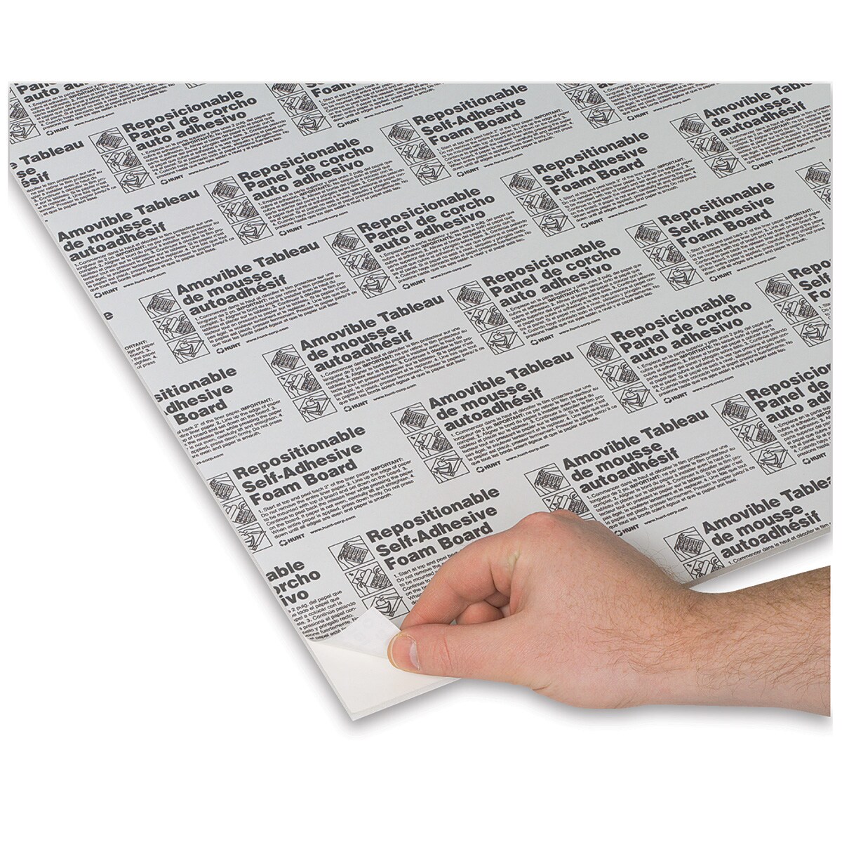 Quick-Stik Self-Adhesive Foam Board Pack - 20" x 30" x 3/16", White, Repositionable Adhesive, Pkg of 10