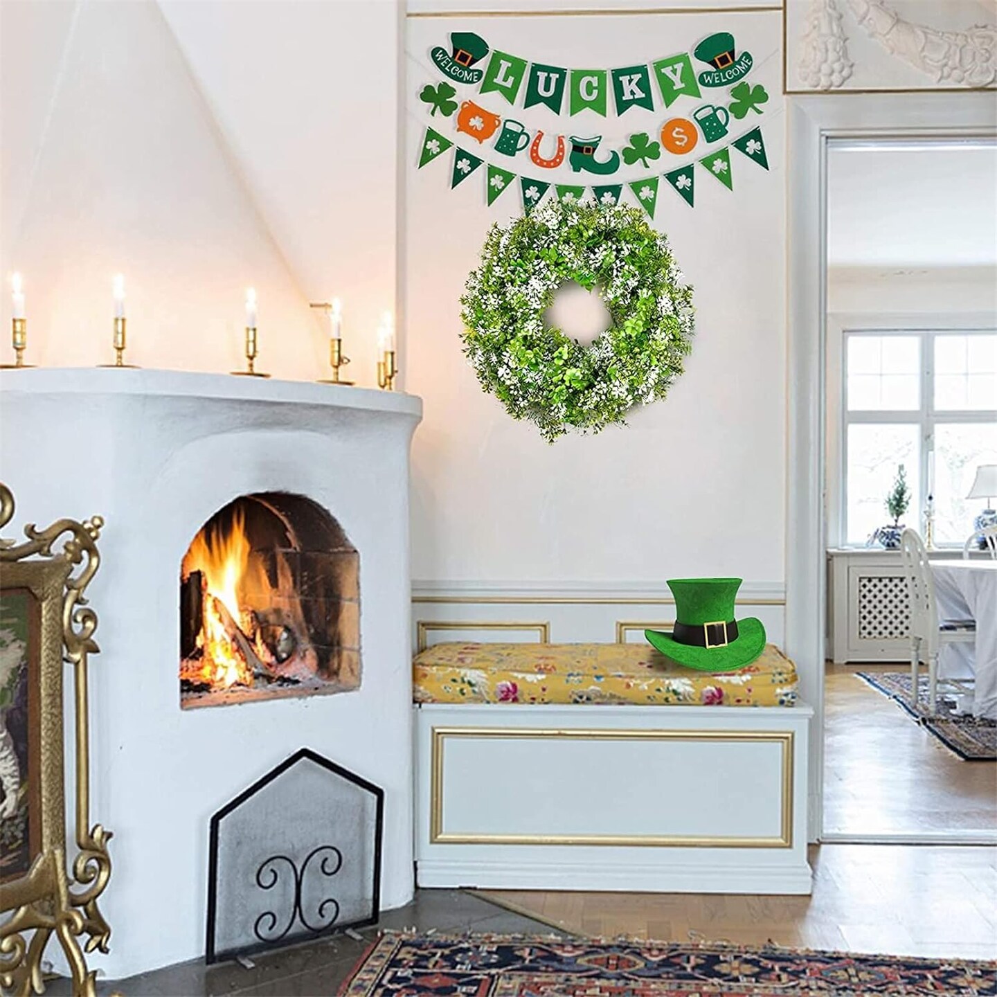 St Patrick&#x27;s Day Artificial Clover Wreath