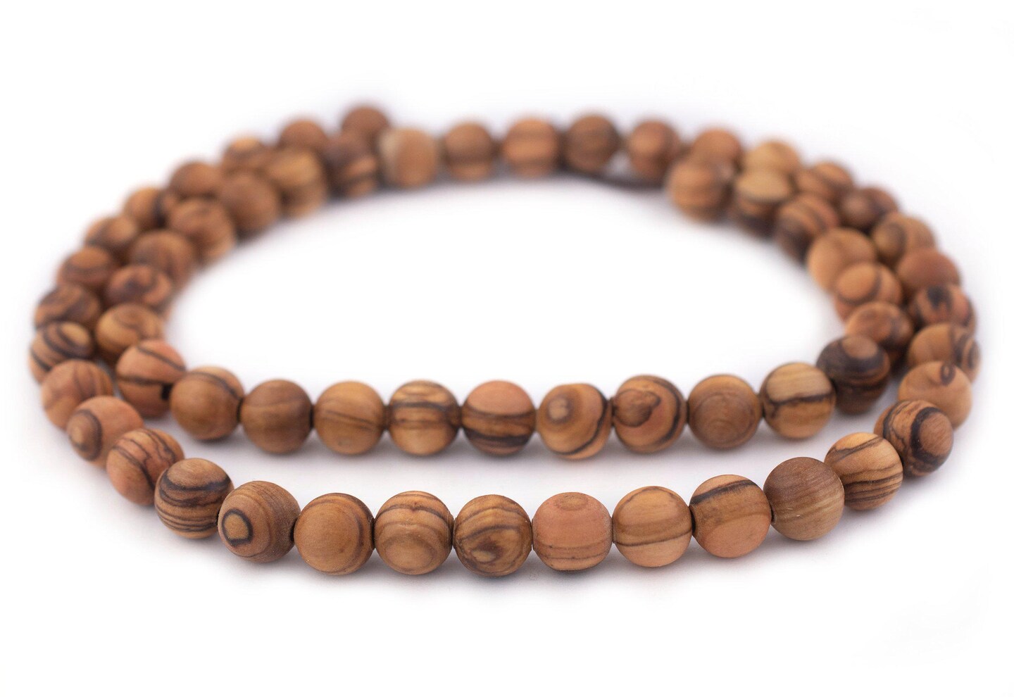 Olive Wood Beads - Full Strand of Round Christian Rosary Prayer Beads - The Bead Chest (10mm, Natural)