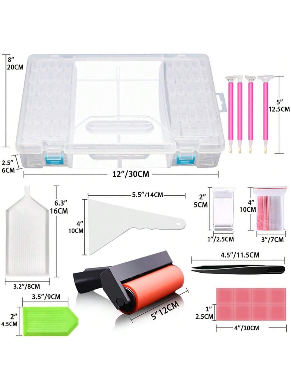 ARTDOT Portable Diamond Art Storage Containers - 64 Grid Organizer