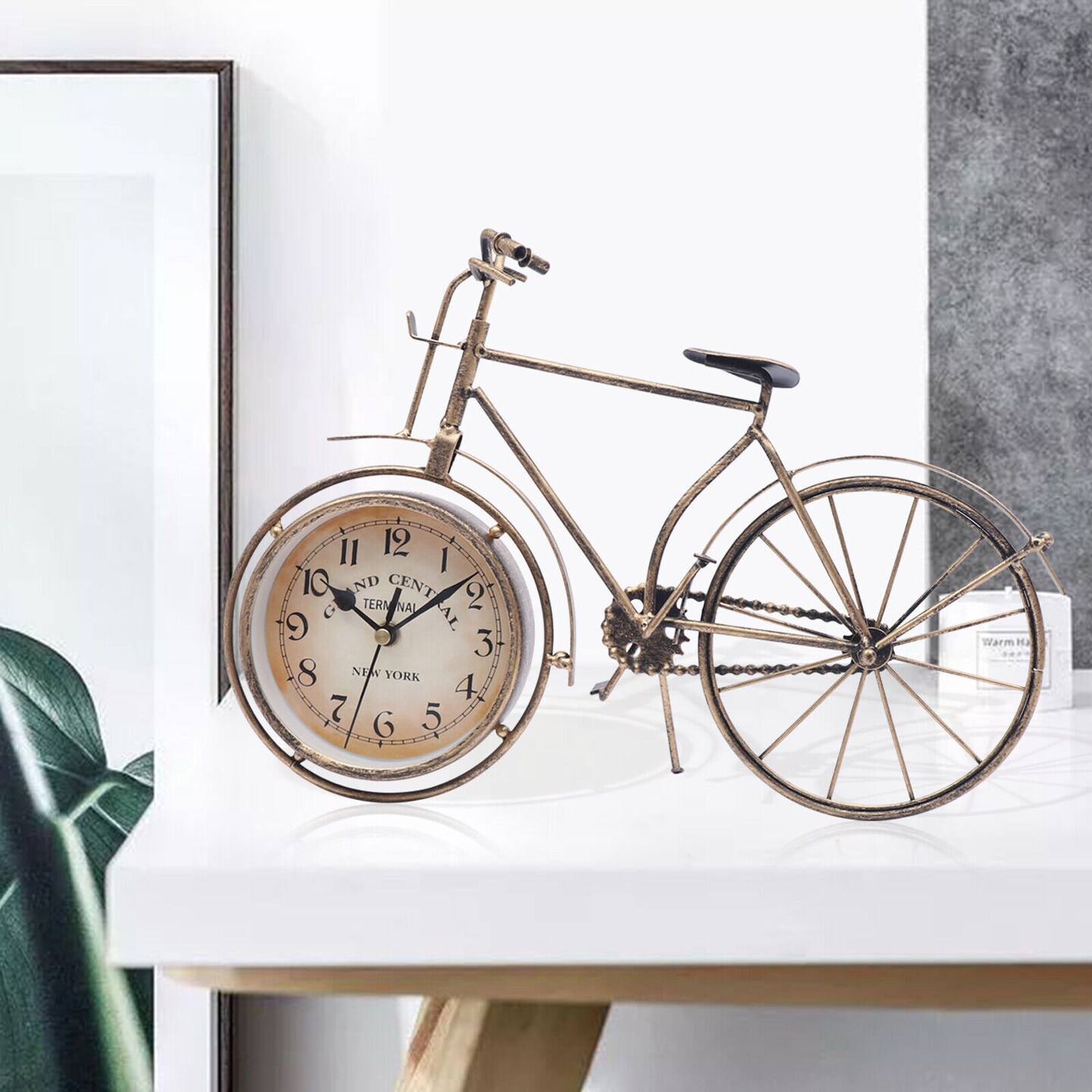 Kitcheniva Vintage Bronze Metal Bicycle Table Clock Decor