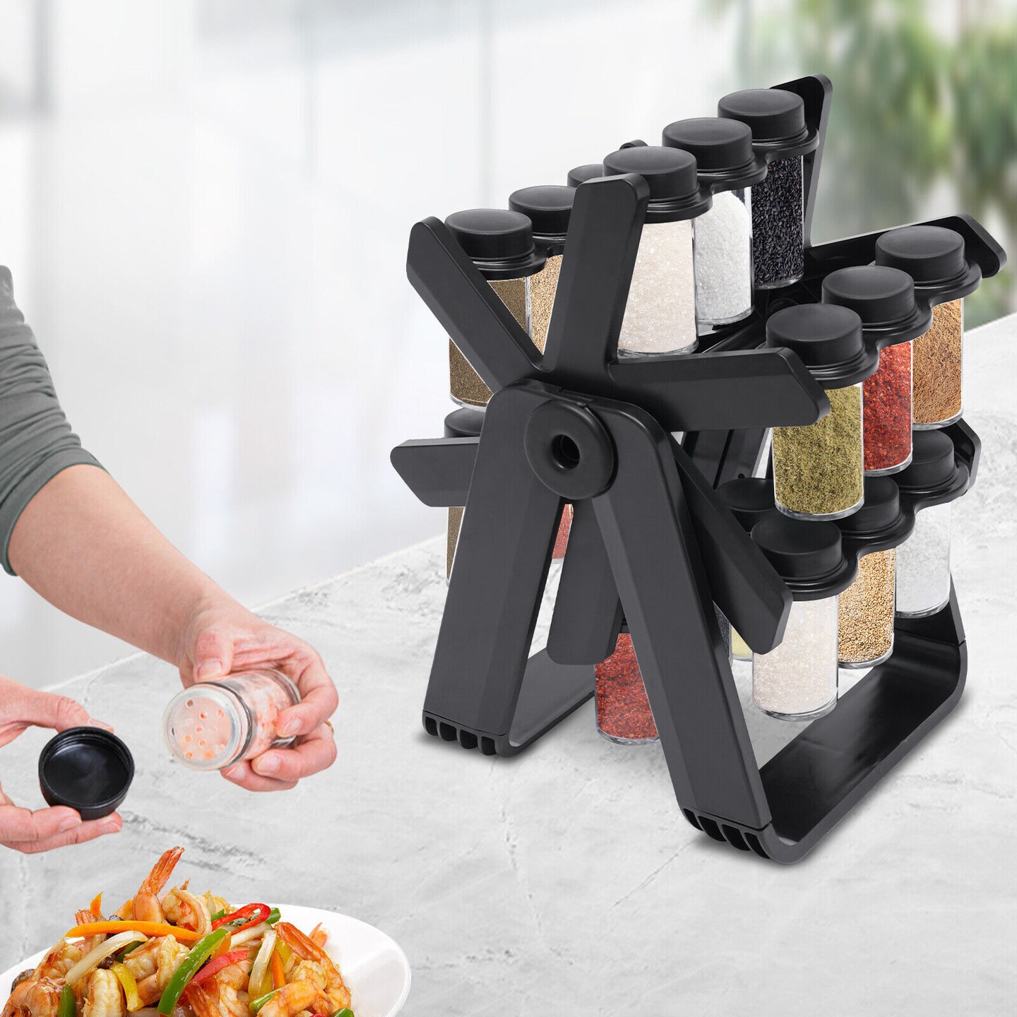 Kitcheniva Kitchen 360 Rotating Spice Rack Seasoning Storage Set